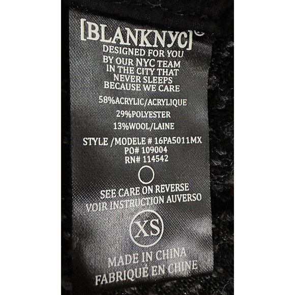 Blank NYC Womens XS Asymmetrical Zip Sweater Jacket Acrylic Poly Wool Blend EUC - Picture 5 of 8